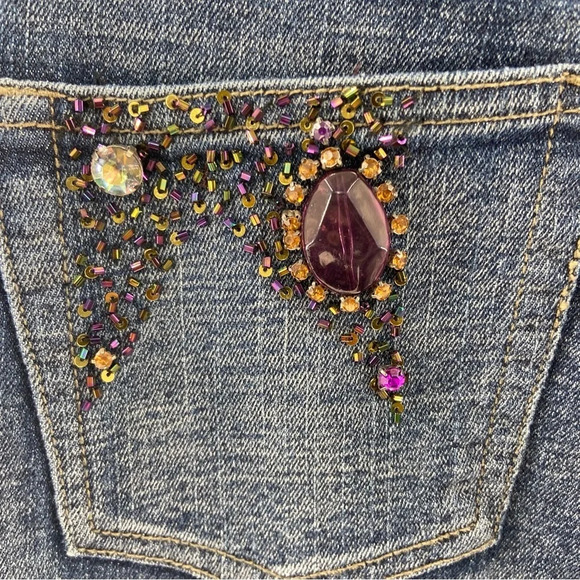 Rinascimento Italian Designer Rhinestone Denim Jeans Size 28 Small - Picture 7 of 13